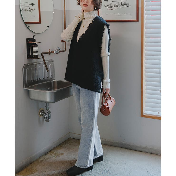 ハイウエストストレートデニムパンツ ボトムス レディース | titivate | 詳細画像6 