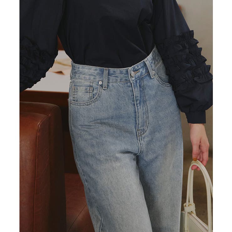 ハイウエストセミワイドデニムパンツ ボトムス レディース | titivate | 詳細画像13 