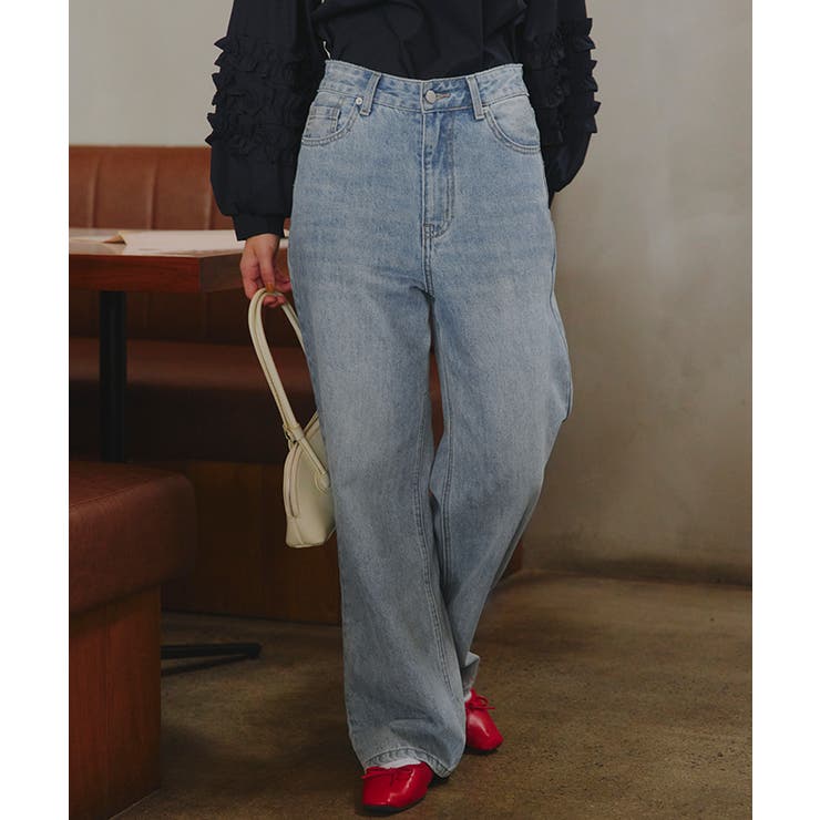 ハイウエストセミワイドデニムパンツ ボトムス レディース | titivate | 詳細画像15 