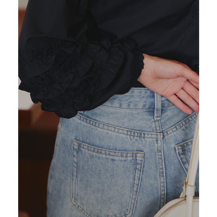 ハイウエストセミワイドデニムパンツ ボトムス レディース | titivate | 詳細画像16 