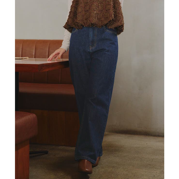 ハイウエストセミワイドデニムパンツ ボトムス レディース | titivate | 詳細画像7 