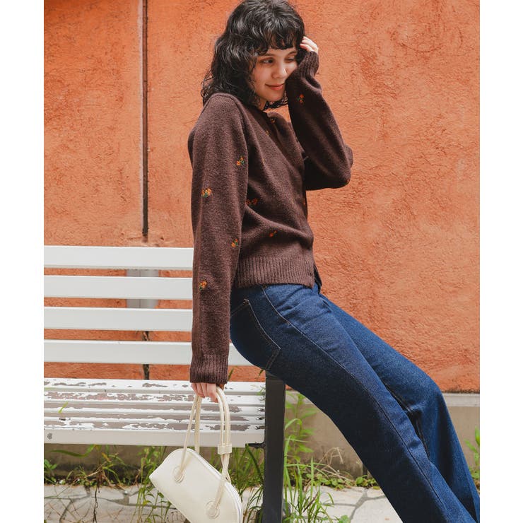 アルパカタッチフラワー刺繍カーディガン | titivate | 詳細画像16 