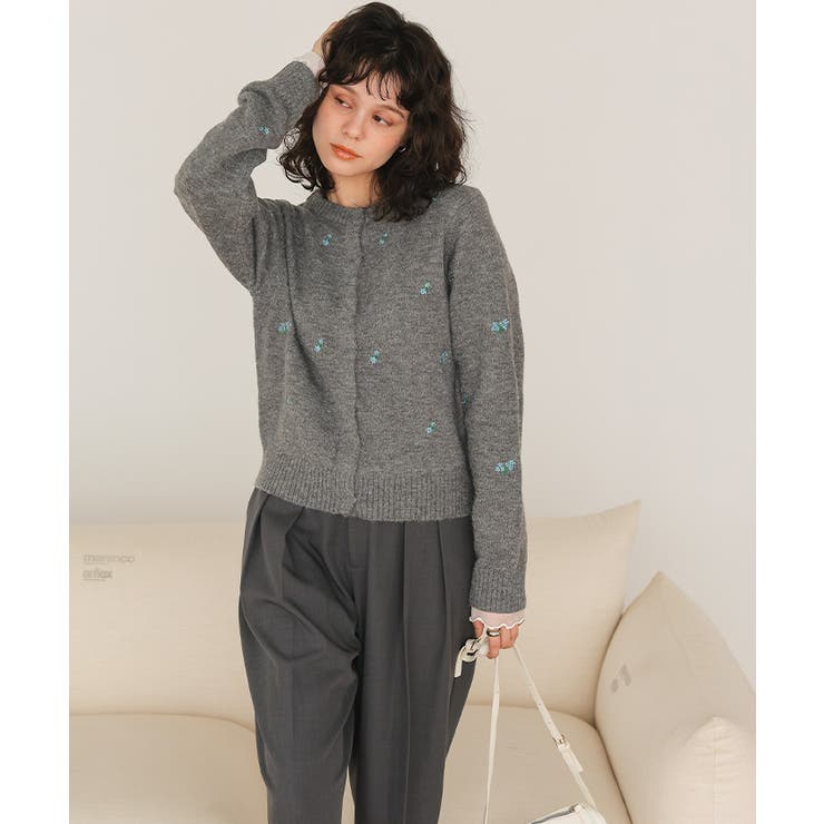 アルパカタッチフラワー刺繍カーディガン | titivate | 詳細画像6 