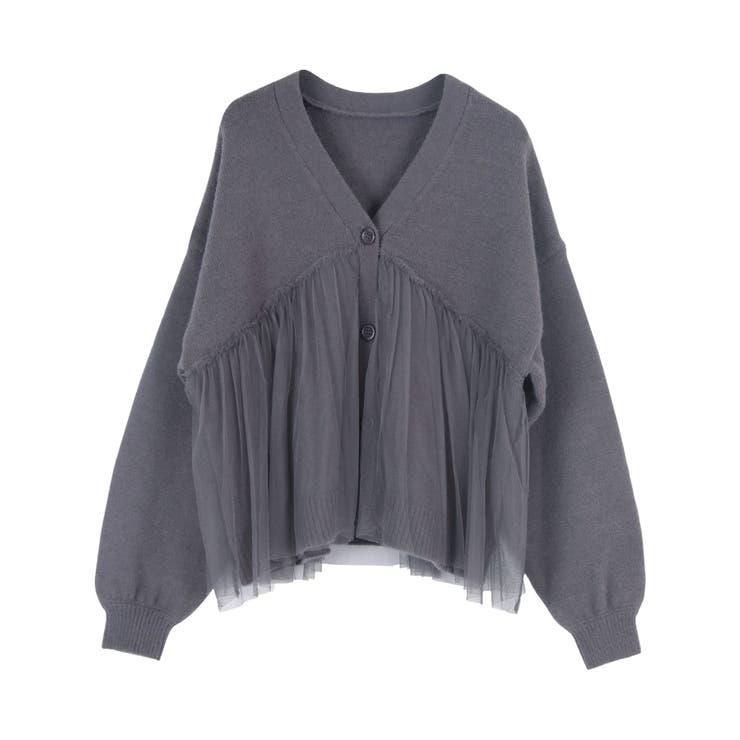 チュールニットカーディガン[品番：TV000016947]｜titivate（ティティ