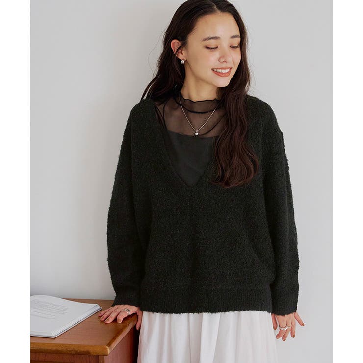 深Vネックボリュームスリーブニット | titivate | 詳細画像14 