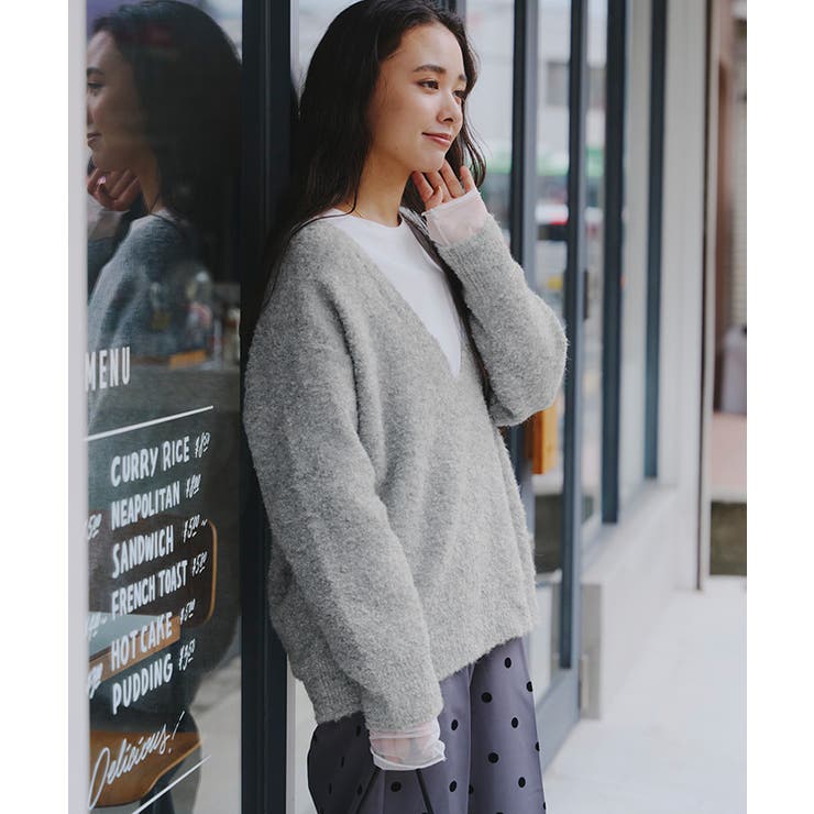 深Vネックボリュームスリーブニット | titivate | 詳細画像19 