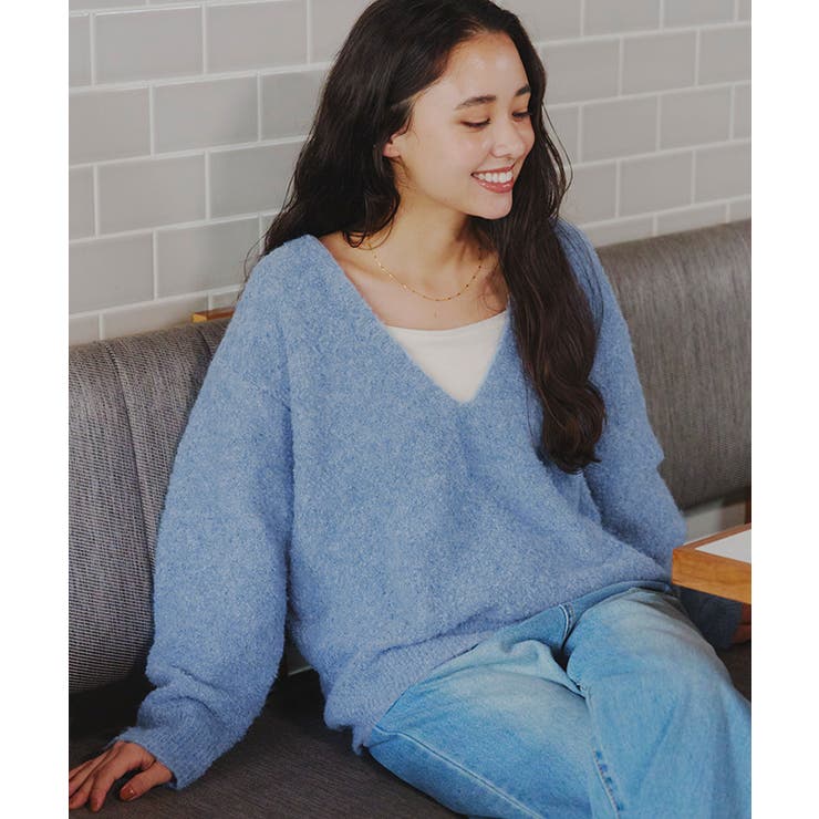 深Vネックボリュームスリーブニット | titivate | 詳細画像2 