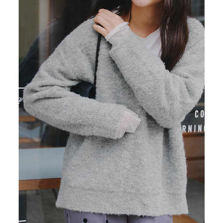 深Vネックボリュームスリーブニット | titivate | 詳細画像4 