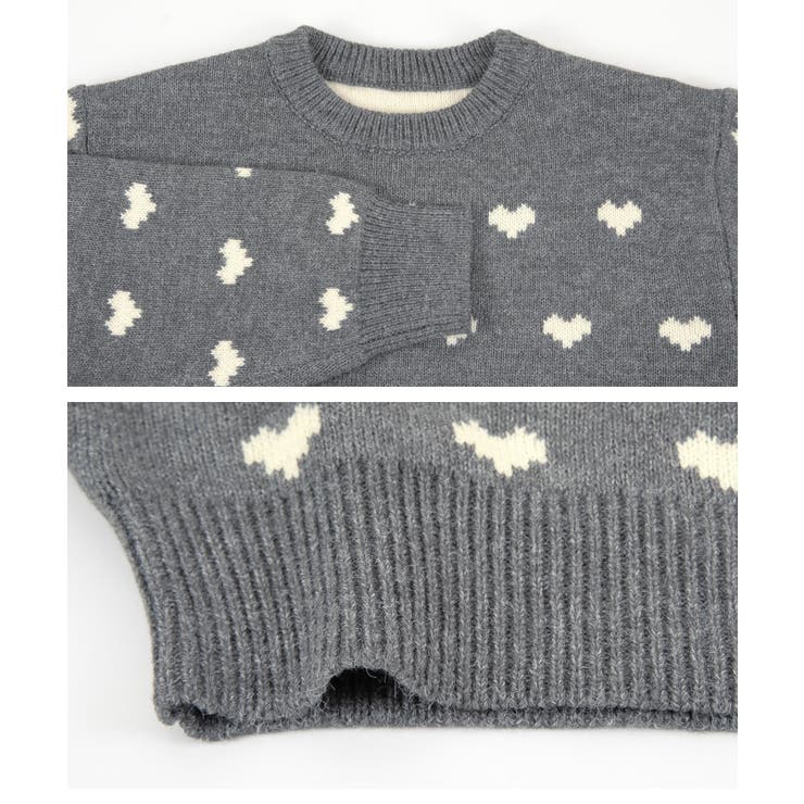 ハート柄ニットプルオーバー[品番：TV000016863]｜titivate（ティティ