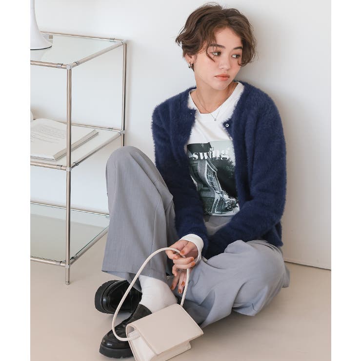 クルーネックミニシャギーニットカーディガン | titivate | 詳細画像32 