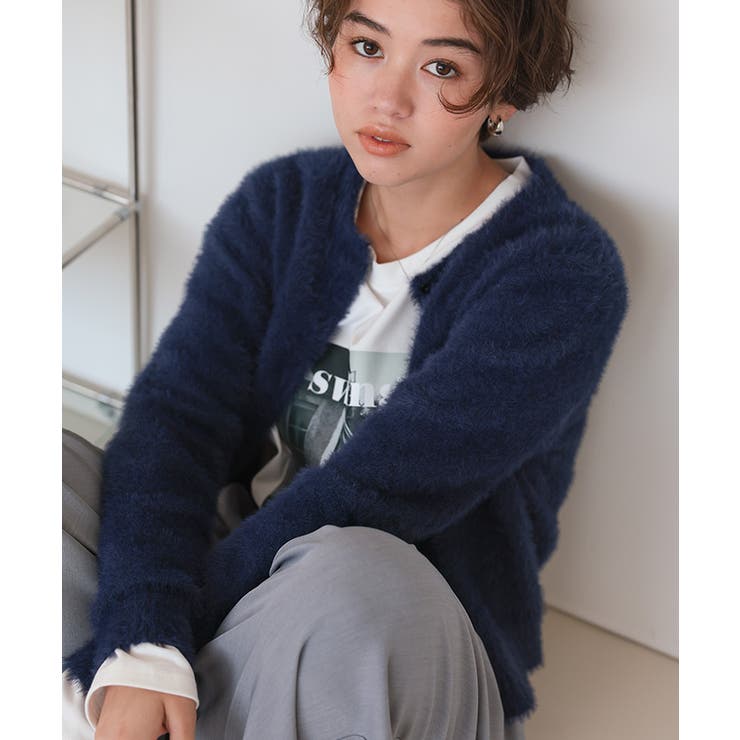 クルーネックミニシャギーニットカーディガン | titivate | 詳細画像33 