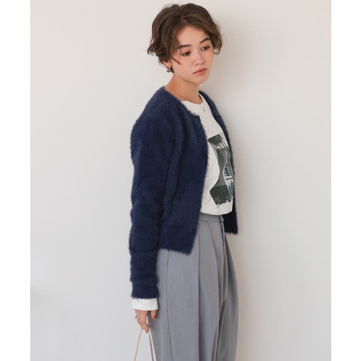 クルーネックミニシャギーニットカーディガン | titivate | 詳細画像14 