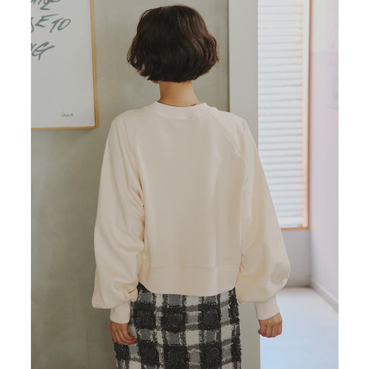 ハート刺繍ショートスウェットプルオーバー[品番:TV000016913 ハート刺繍ショートスウェットプルオーバー[品番:TV000016913