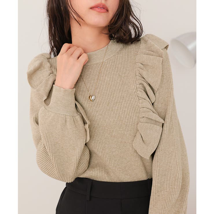 45RPM フリルニット ネイビー デザインフリルニット[品番：TV000016998]｜titivate（ティティベート