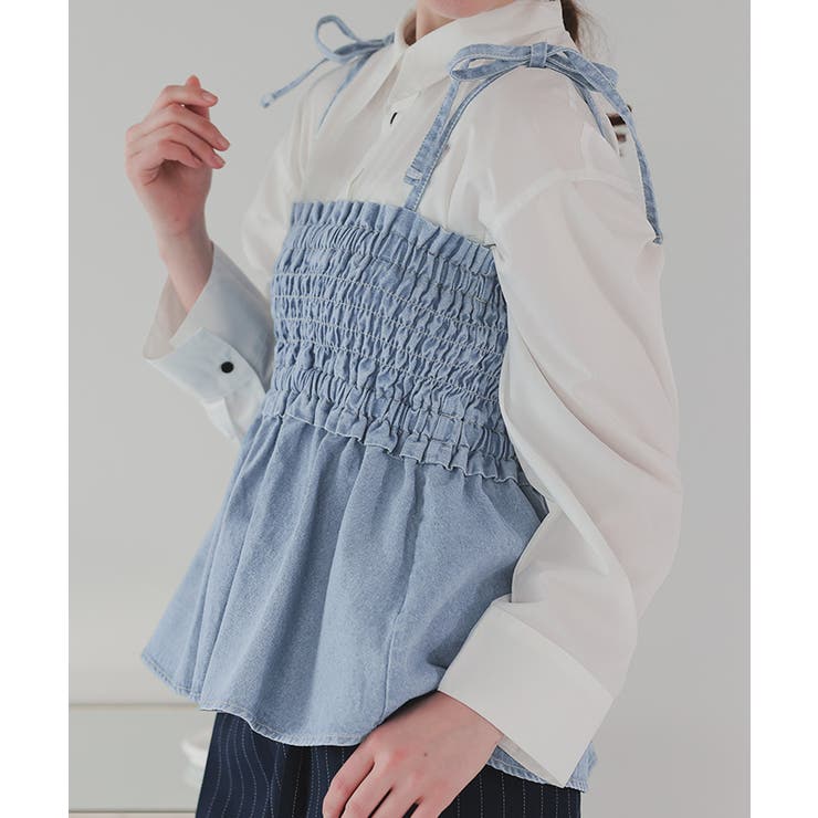 シャーリングペプラムキャミソールビスチェ | titivate | 詳細画像10 