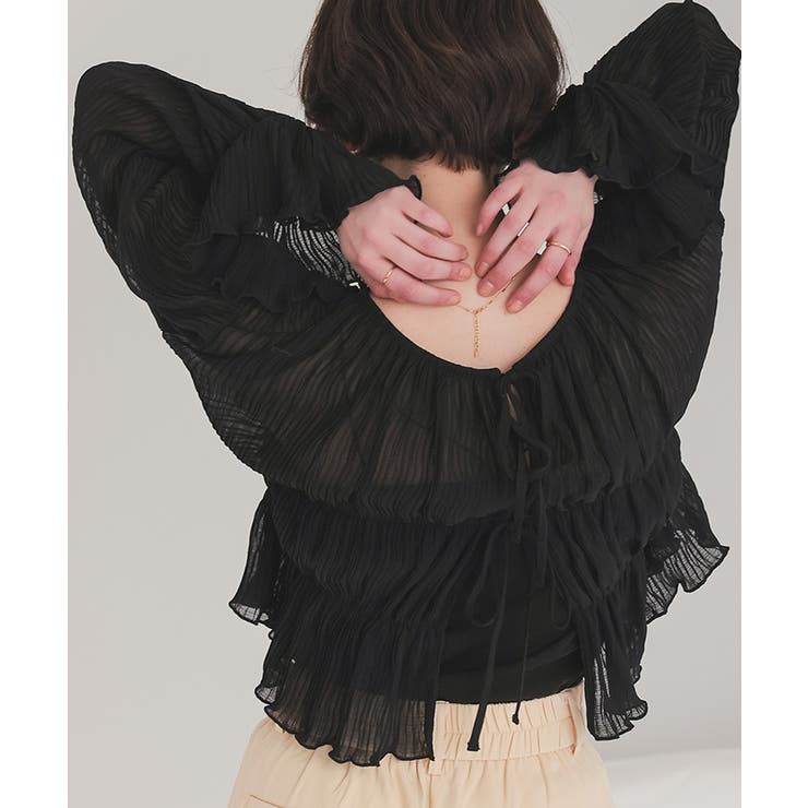 前後2wayリボンシャーリングショートカーディガン | titivate | 詳細画像27 