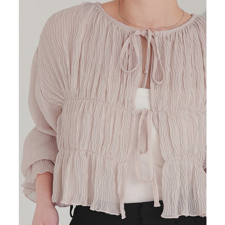 前後2wayリボンシャーリングショートカーディガン | titivate | 詳細画像7 