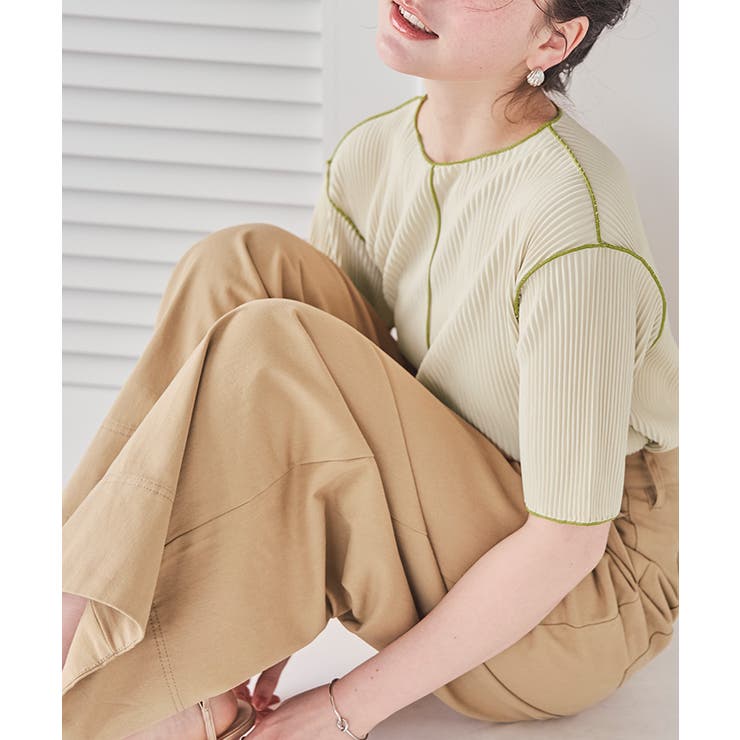 プリーツメロー配色トップス | titivate | 詳細画像4 