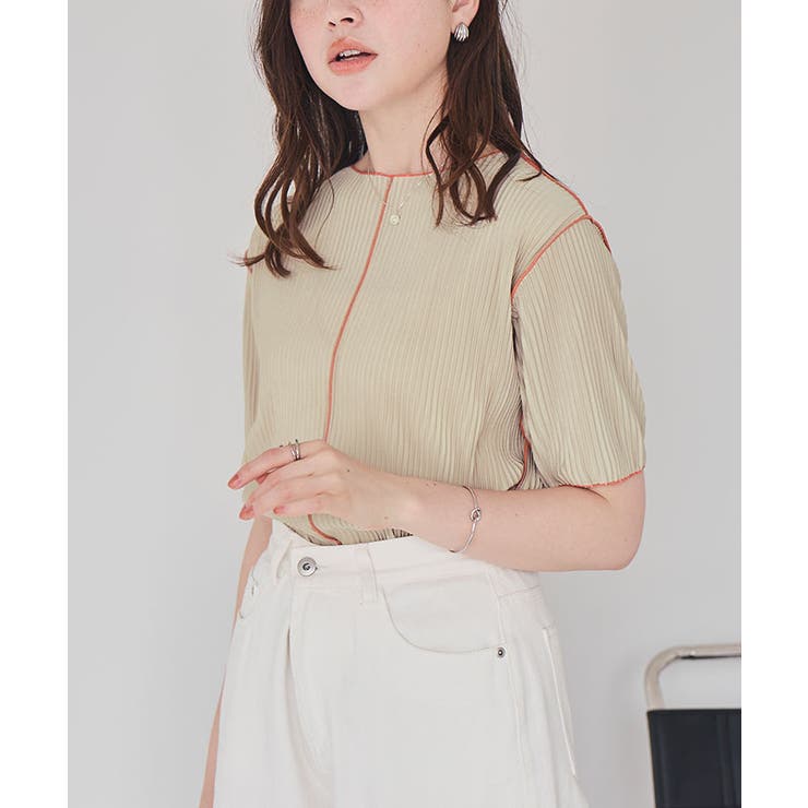 プリーツメロー配色トップス | titivate | 詳細画像10 