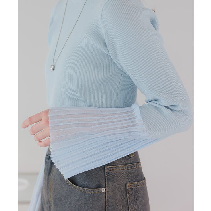 麻タッチ袖シアーハイゲージニット | titivate | 詳細画像24 