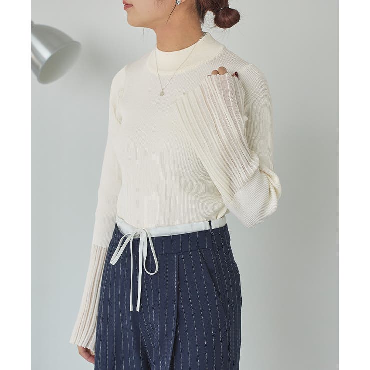 麻タッチ袖シアーハイゲージニット | titivate | 詳細画像29 