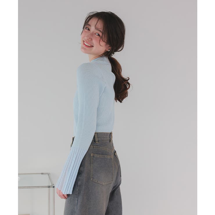 麻タッチ袖シアーハイゲージニット | titivate | 詳細画像6 