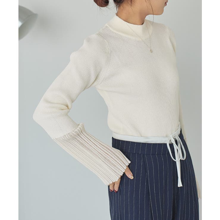 麻タッチ袖シアーハイゲージニット | titivate | 詳細画像11 