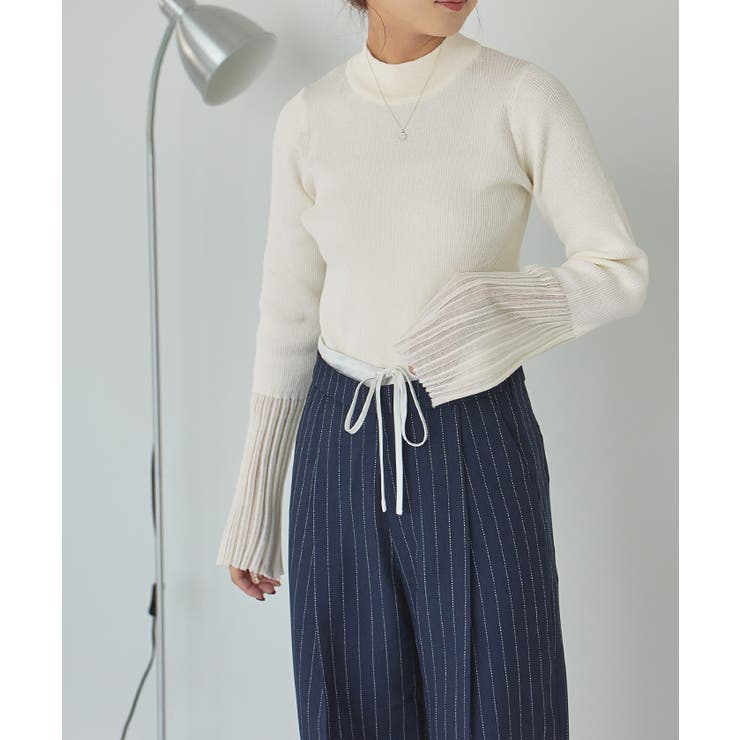 麻タッチ袖シアーハイゲージニット | titivate | 詳細画像13 