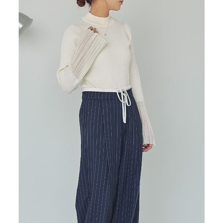 麻タッチ袖シアーハイゲージニット | titivate | 詳細画像14 