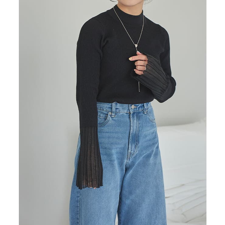 麻タッチ袖シアーハイゲージニット | titivate | 詳細画像18 
