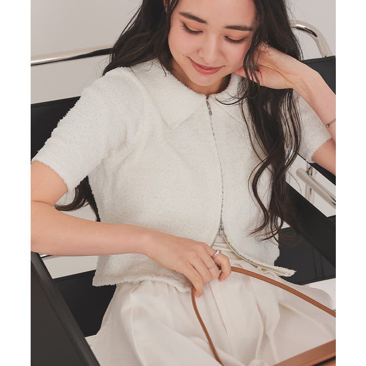 パイルヤーンポロ襟Wジップブルゾン | titivate | 詳細画像21 