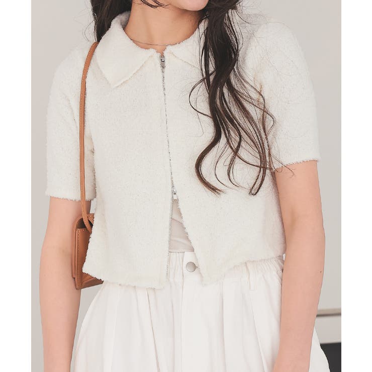 パイルヤーンポロ襟Wジップブルゾン | titivate | 詳細画像3 