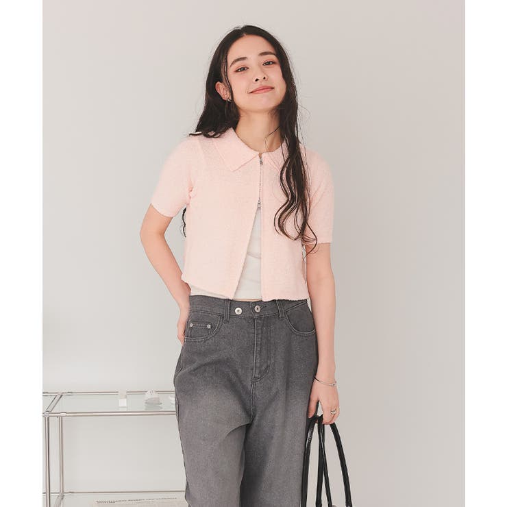 パイルヤーンポロ襟Wジップブルゾン | titivate | 詳細画像9 