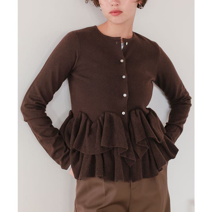フリルヘムニットカーディガン[品番：TV000017230]｜titivate