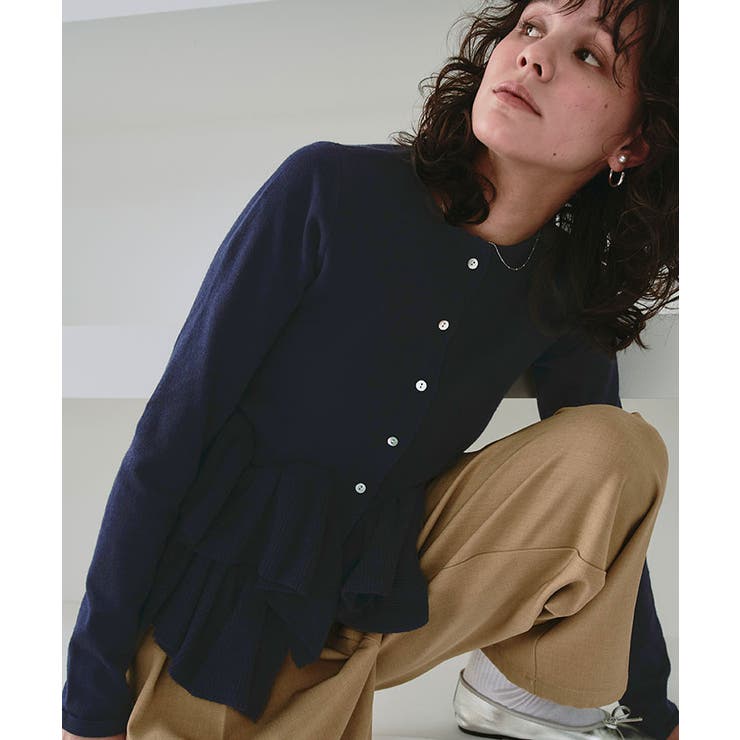 フリルヘムニットカーディガン[品番：TV000017230]｜titivate