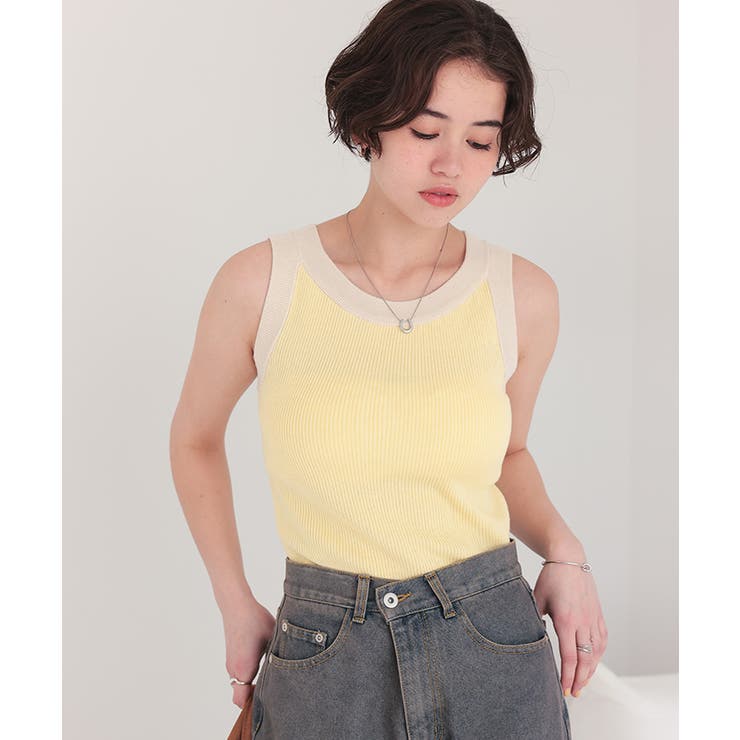 配色リブニットタンクトップ | titivate | 詳細画像25 