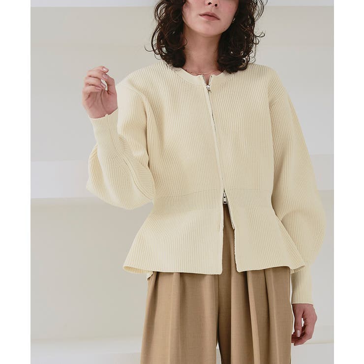 Wジップペプラムニットカーディガン | titivate | 詳細画像8 