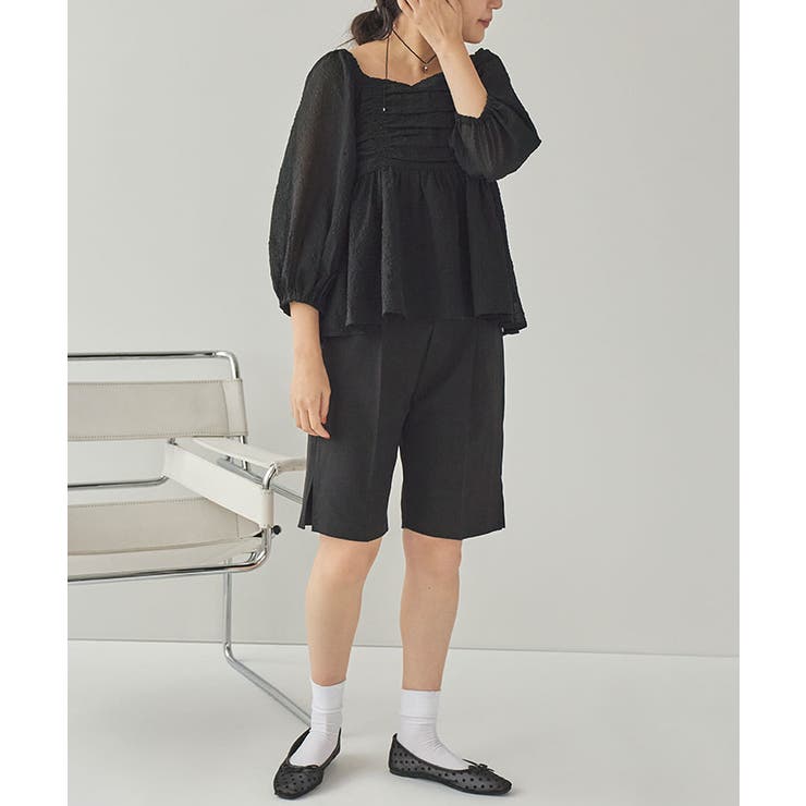 シアージャガードスクエアネックペプラムトップス | titivate | 詳細画像23 