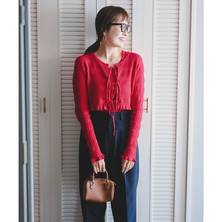 リボンデザインカーディガン/ノースリーブニットセット | titivate | 詳細画像3 