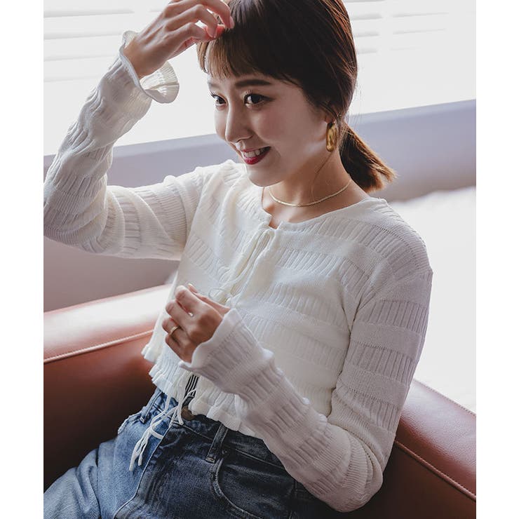 リボンデザインカーディガン/ノースリーブニットセット | titivate | 詳細画像5 