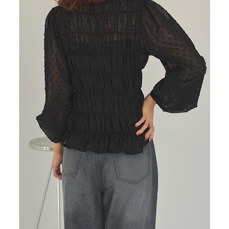 シアー楊柳ぽこぽこシャーリングトップス | titivate | 詳細画像25 