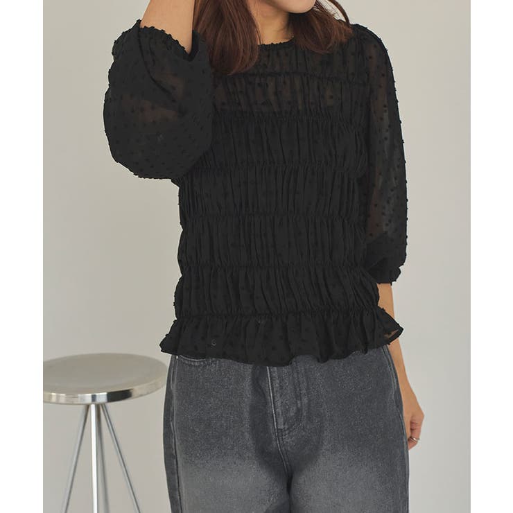 シアー楊柳ぽこぽこシャーリングトップス | titivate | 詳細画像26 