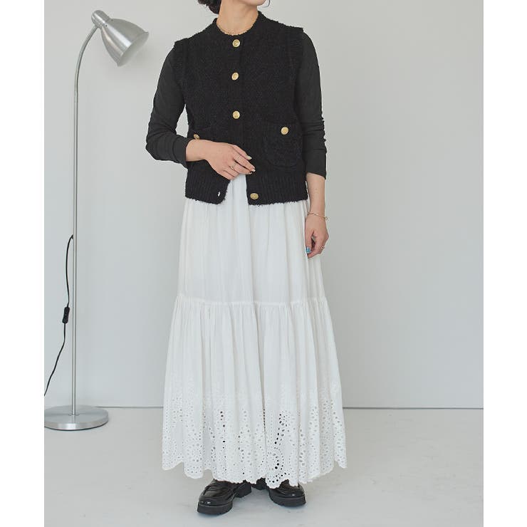 ゴールド釦ツイードニットベスト | titivate | 詳細画像29 