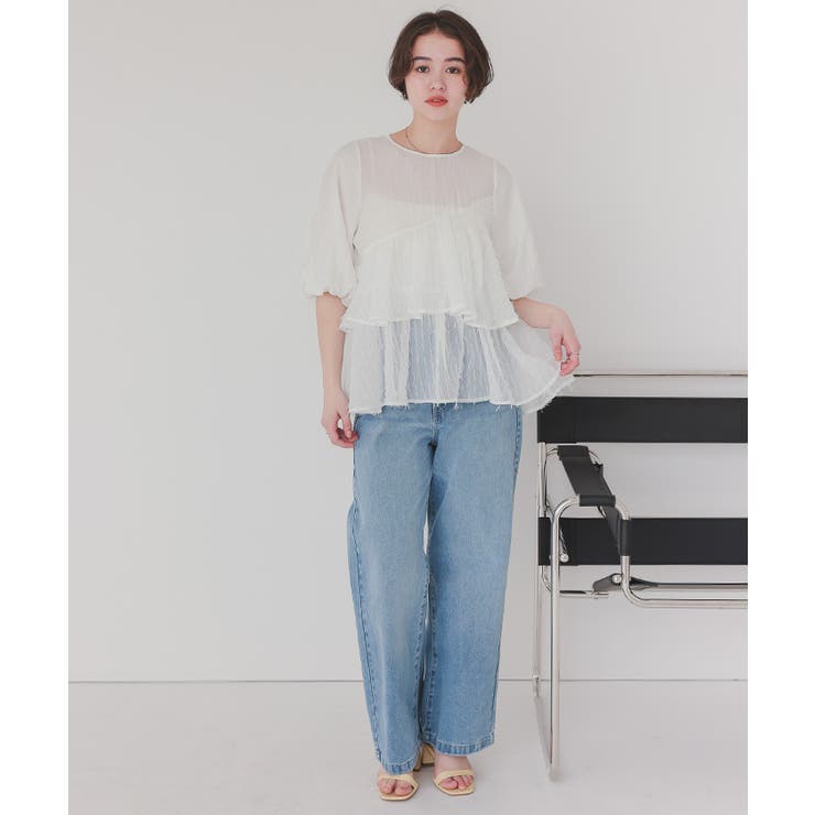 ジャガードシフォンフレアドッキングトップス | titivate | 詳細画像7 