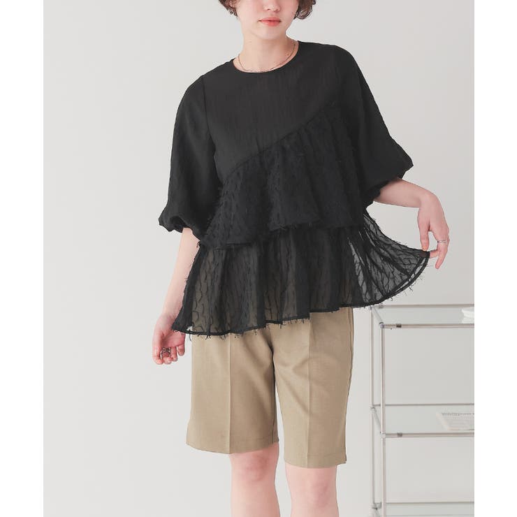 ジャガードシフォンフレアドッキングトップス | titivate | 詳細画像16 