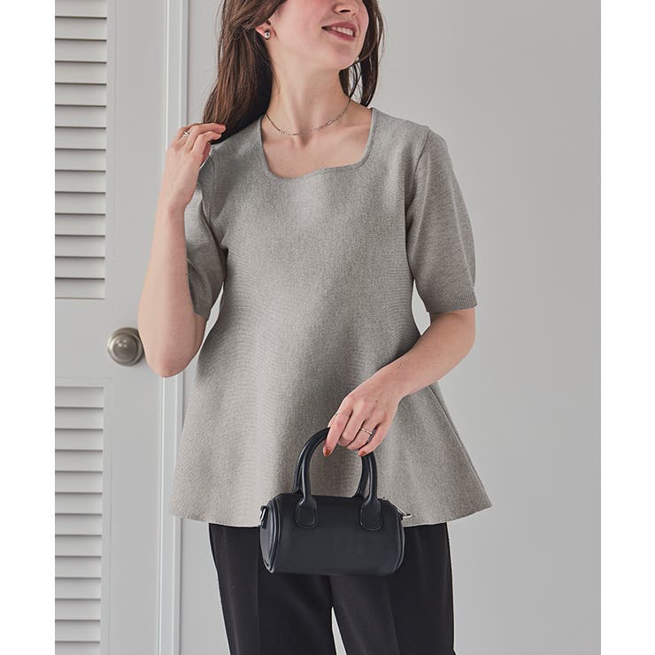 ハーフスリーブペプラムニットトップス | titivate | 詳細画像6 