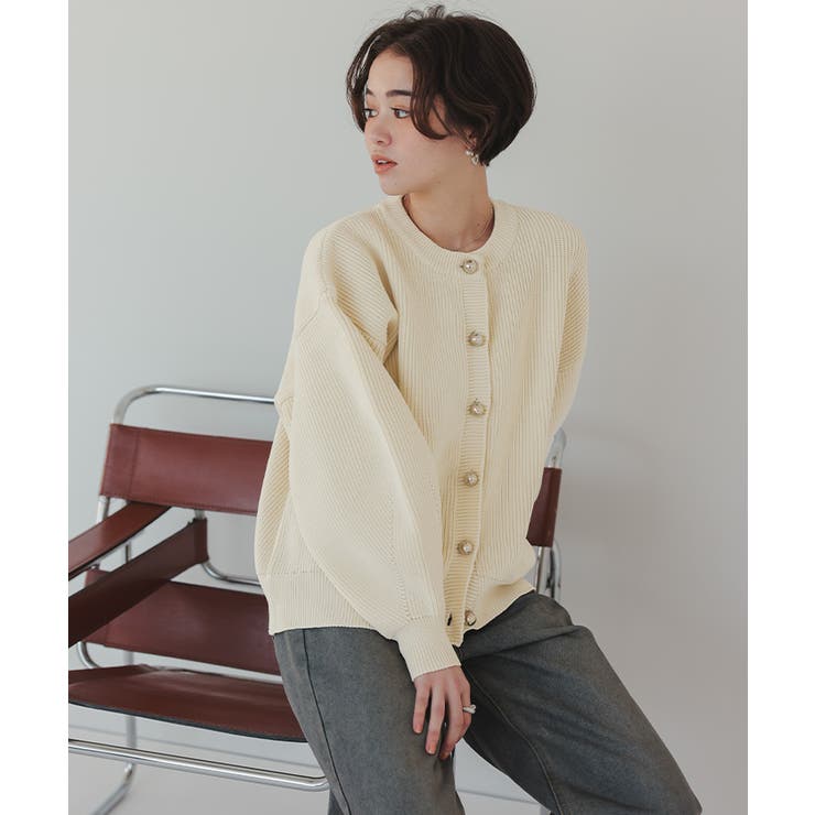 シルバー釦クルーネックニットカーディガン | titivate | 詳細画像20 