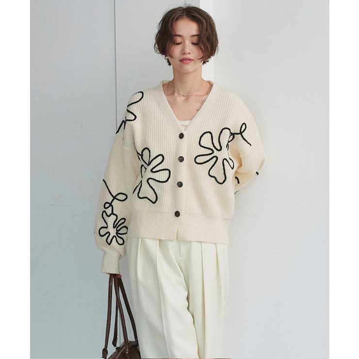 フラワーラインニットカーディガン | titivate | 詳細画像4 