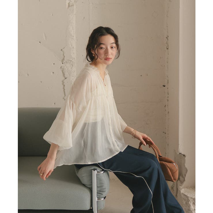 ギャザーデザインシアーブラウス | titivate | 詳細画像4 