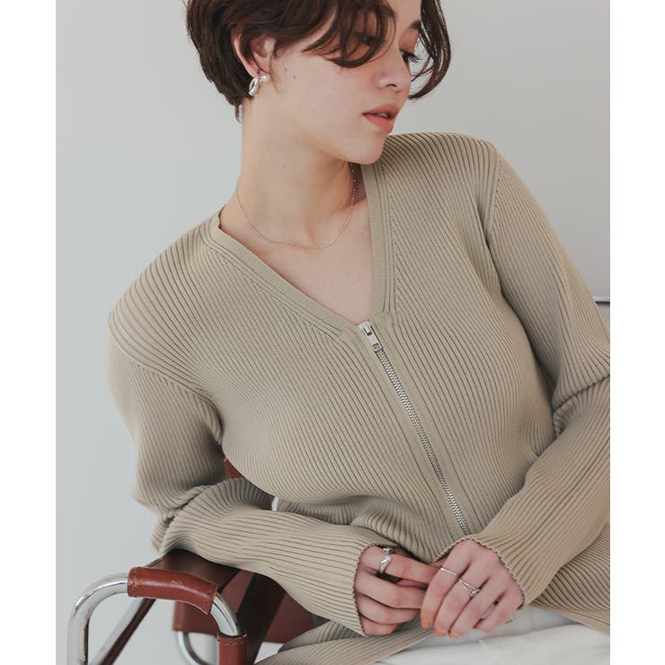 スリムアップジップニットカーディガン | titivate | 詳細画像3 